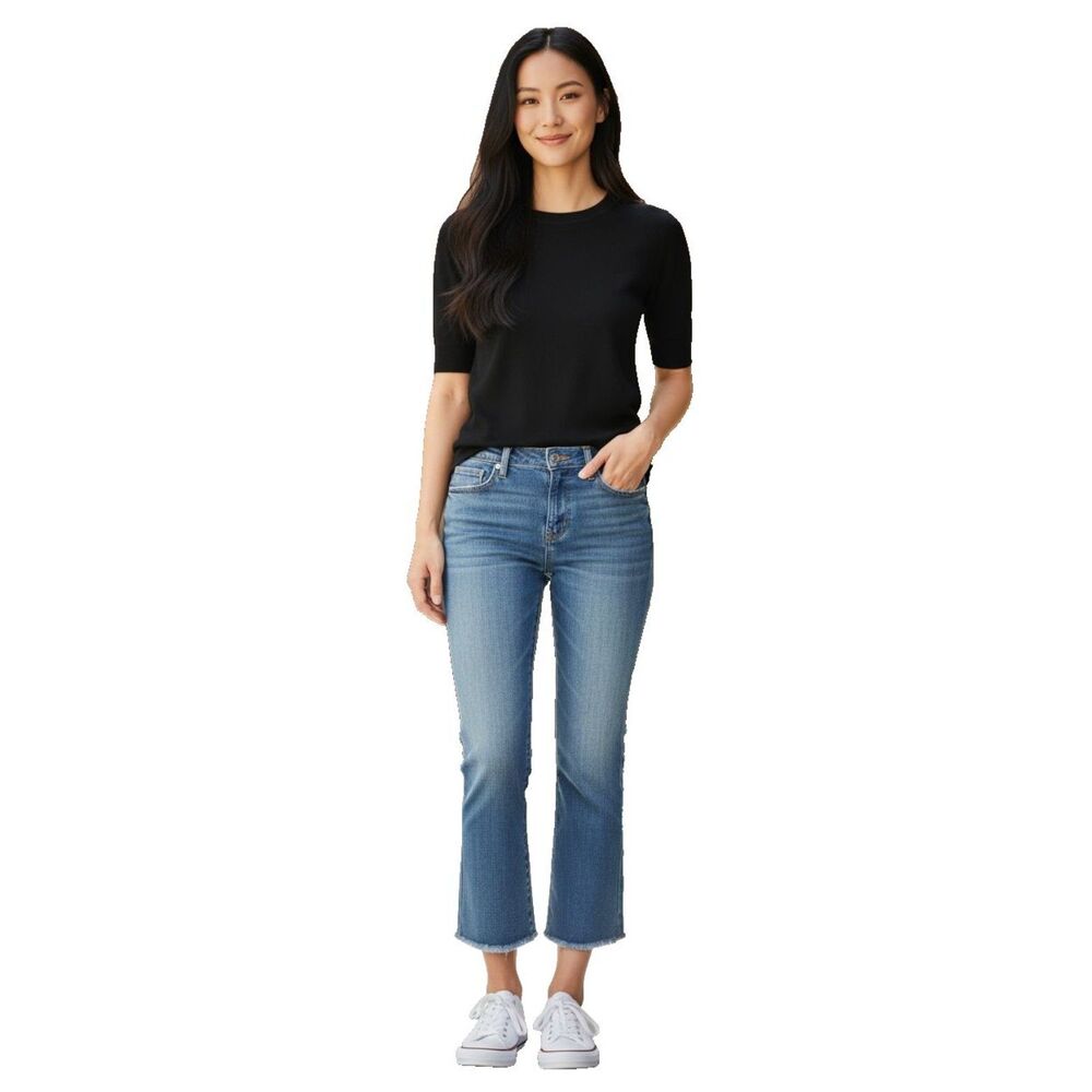 7 for all Mankind Women's Cropped Boot Jeans with Raw Hem Size 26